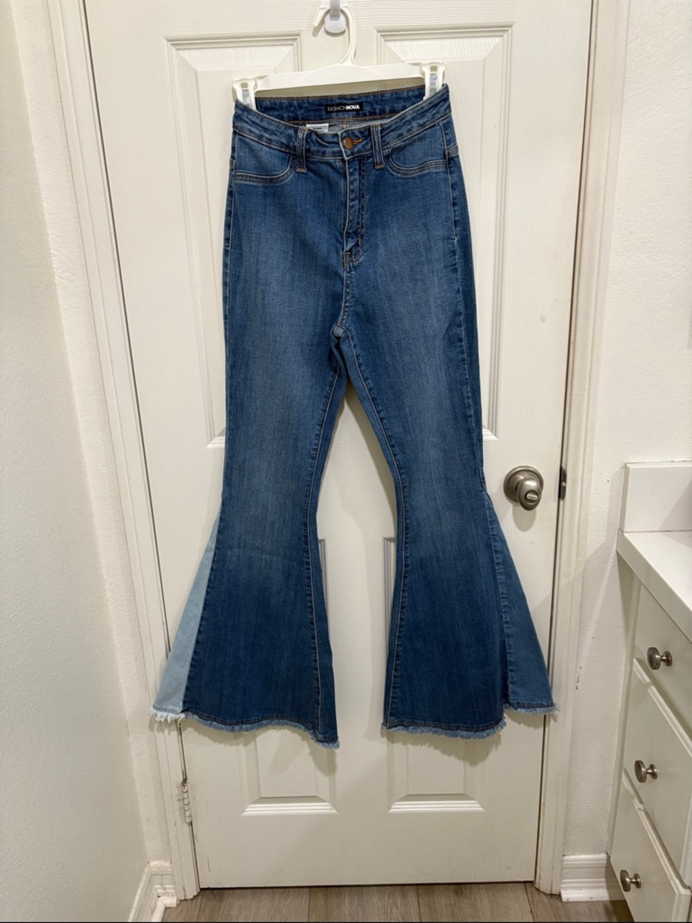 Fashion Nova Two-Tone Blue Flare Jeans